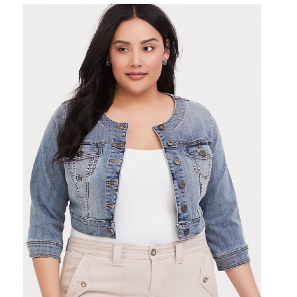 cropped denim jacket size 18